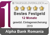 Testsiegel Bestes Festgeld 2019 - 12 Monate Alpha Bank 